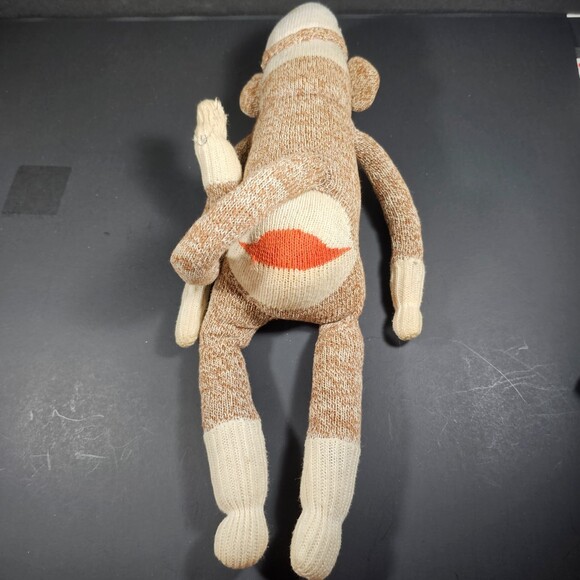 Antique Homemade Traditional Sock Monkey 16" Bells for Eyes - Picture 4 of 9